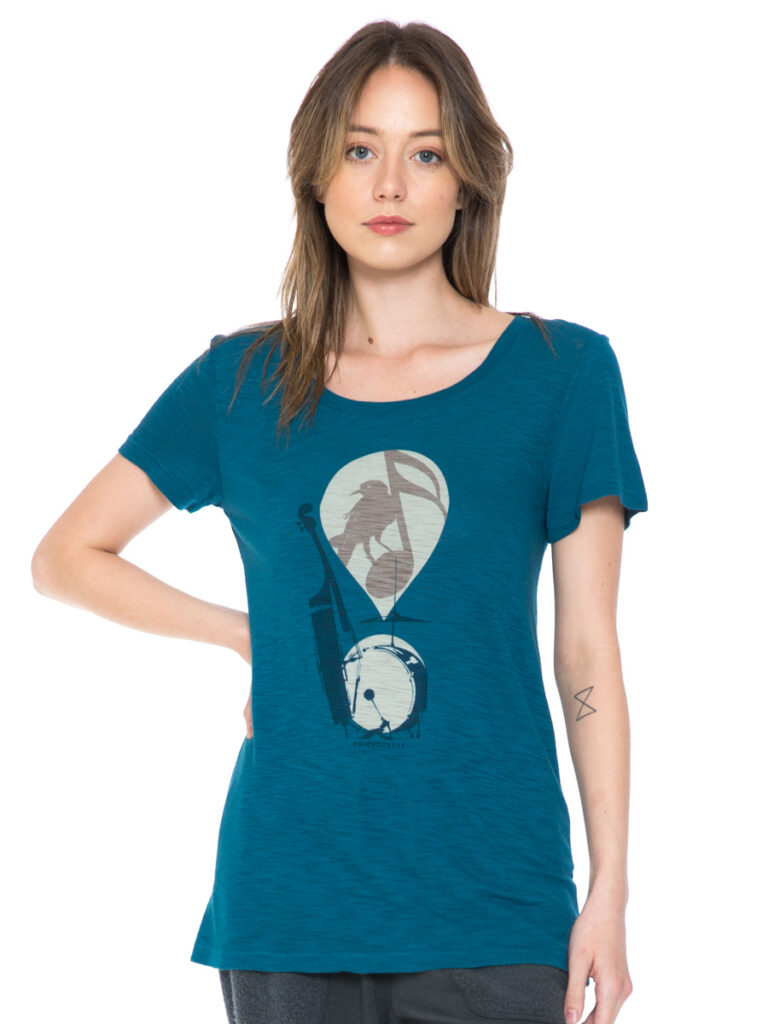 Cotton & Modal Slub Thump Kit Scoop Neck Tee $29.00 $14.50 Made In USA Printed short sleeve scoop neck tee Color : Blue Green SizeSize Chart