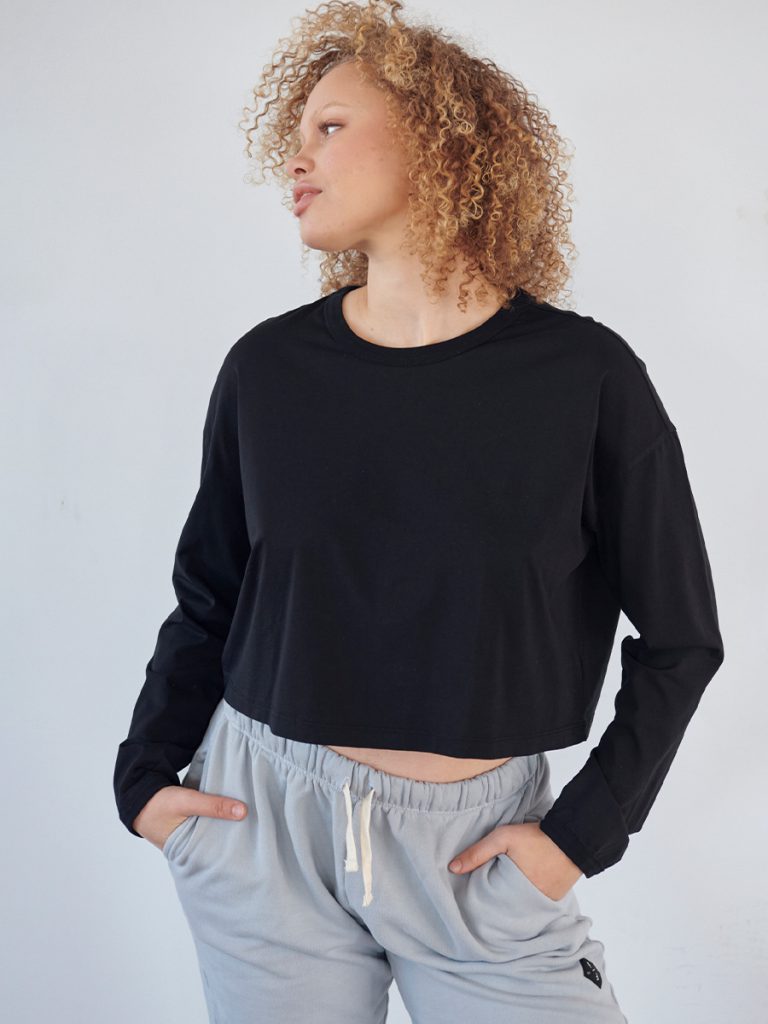Supima Cotton Long Sleeve Cropped Tee