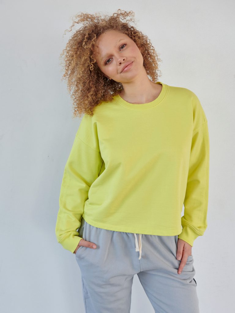 Cotton long sleeve crew neck sweatshirt