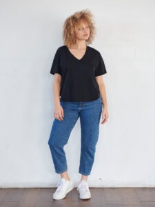 Supima Cotton Relaxed V-Neck Short Sleeve Tee