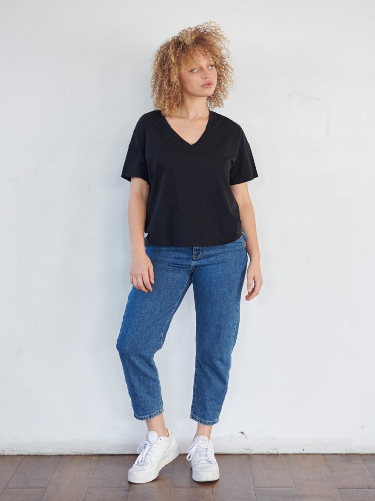 Supima Cotton Relaxed V-Neck Short Sleeve Tee