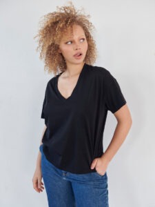 Supima Cotton Relaxed V-Neck Short Sleeve Tee