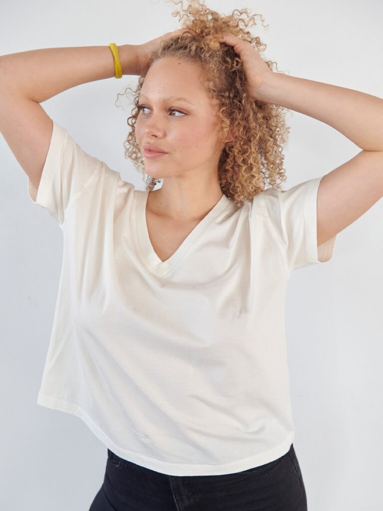 Supima Cotton Relaxed V-Neck Short Sleeve Tee