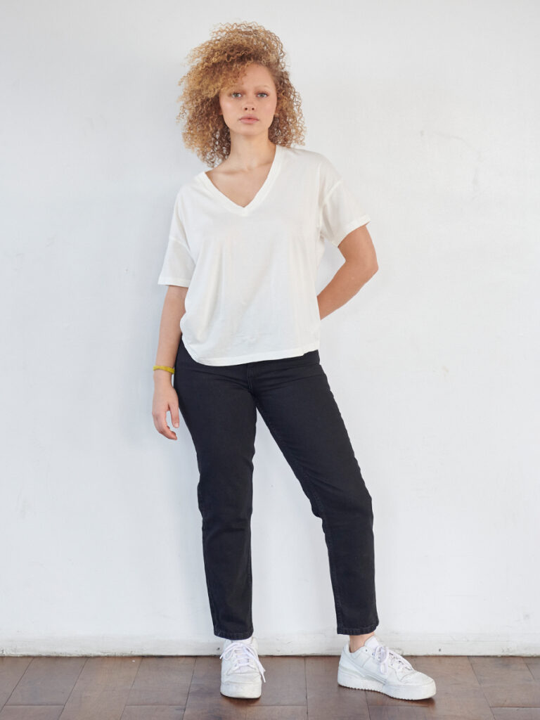 Supima Cotton Relaxed V-Neck Short Sleeve Tee