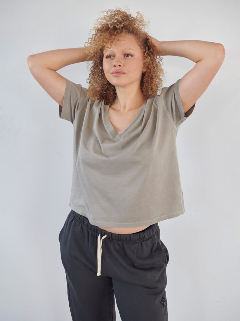 Supima Cotton Relaxed V-Neck Short Sleeve Tee