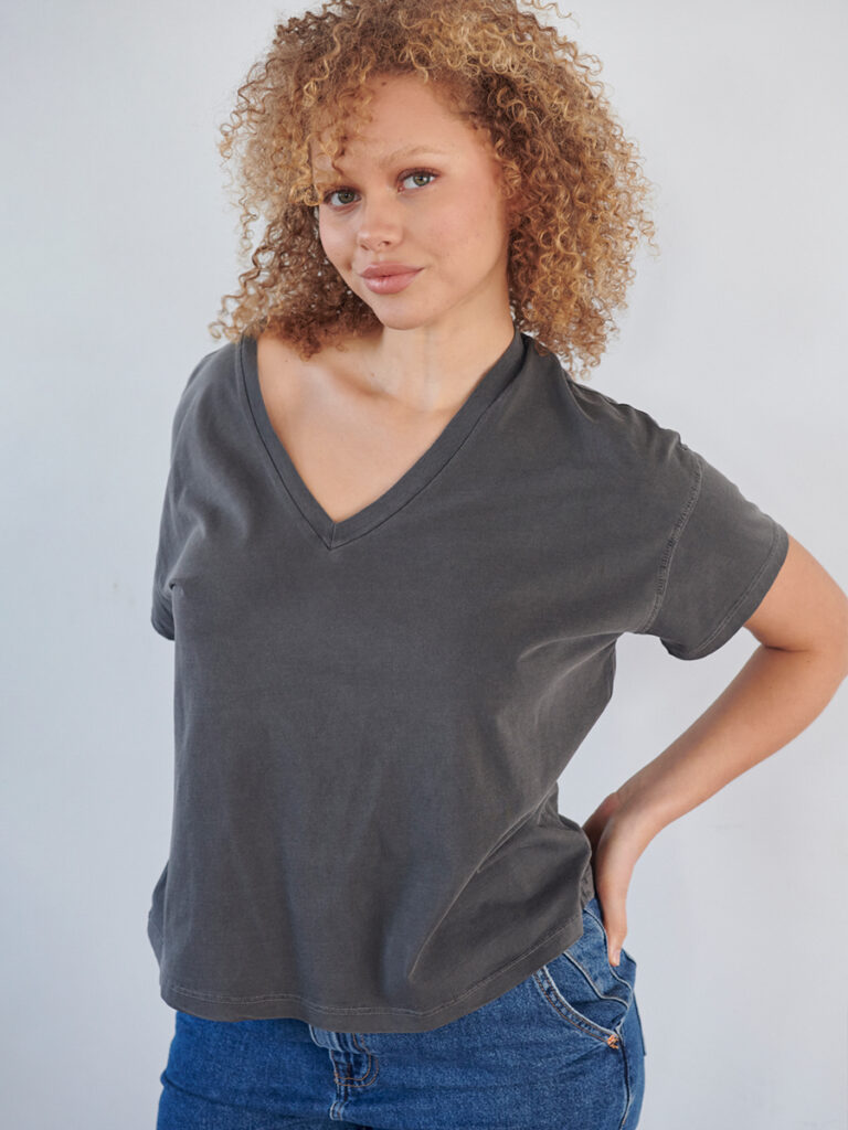 Supima Cotton Relaxed V-Neck Short Sleeve Tee